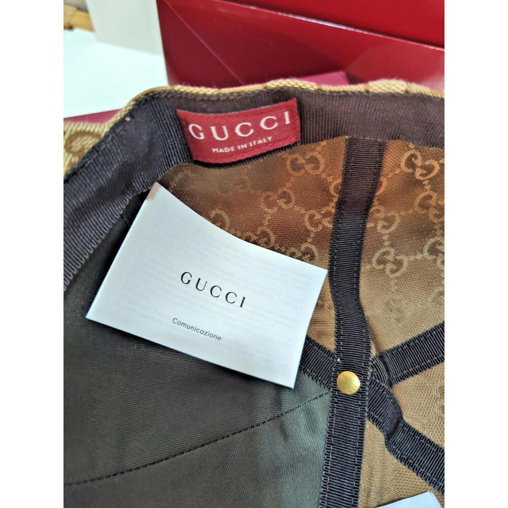 NWT! GUCCI Original GG Beige & Ebony canvas baseball hat with Web Stripe Size M - Picture 16 of 16